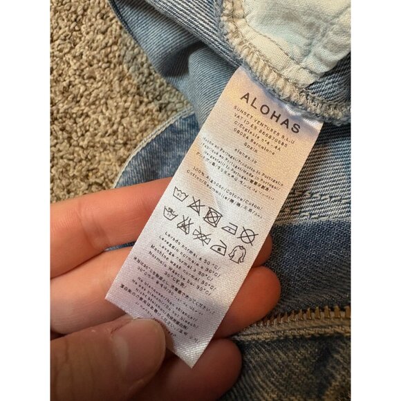 NEW Alohas Marina Denim Column Maxi Skirt Light Blue Wash Slit Front High-Rise - Picture 11 of 14